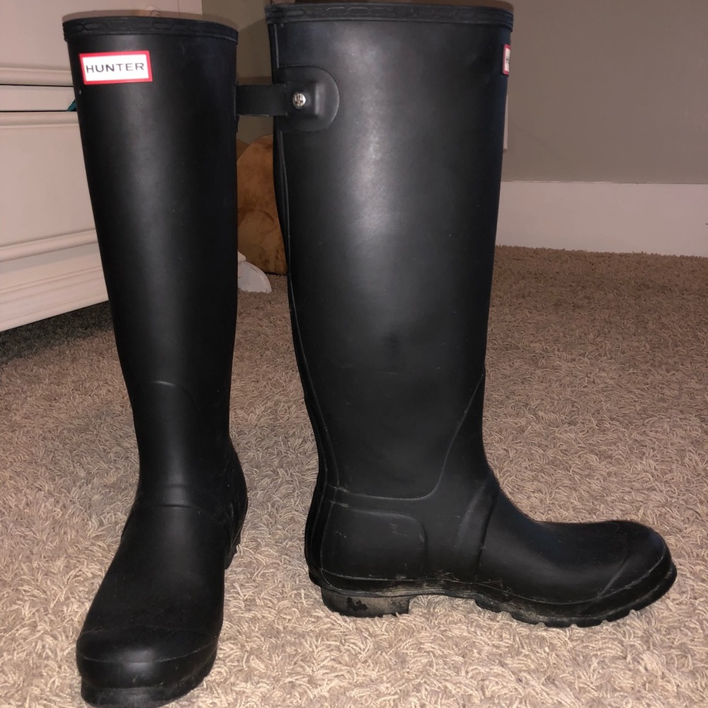 Tall Matte Black Hunter Boots